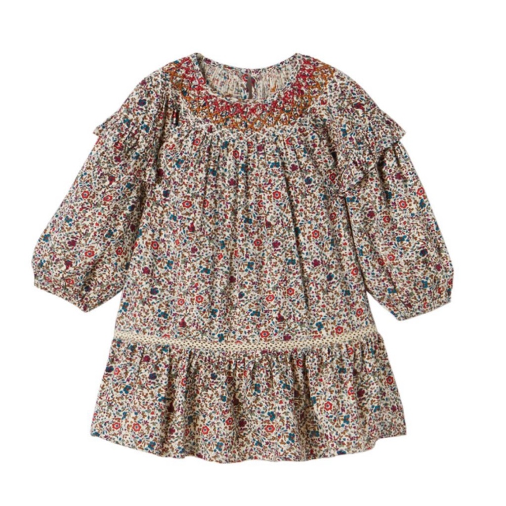 Zara 3/4 embroidered smock dress